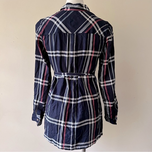 Motherhood Maternity Navy Plaid Button Down Flannel Tunic, S NWT - Picture 6 of 7